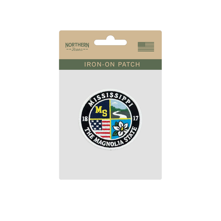 Mississippi Magnolia State Embroidered Iron-On Patch