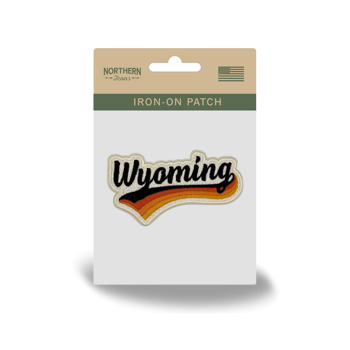 Wyoming Vintage Script Embroidered Patch Retro Western State Iron-On Patch