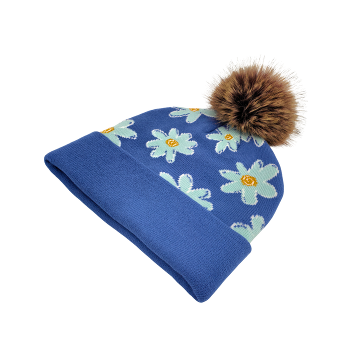 Best Daughter Ever Floral Pom Knit Beanie | Sentimental Winter Gift Hat