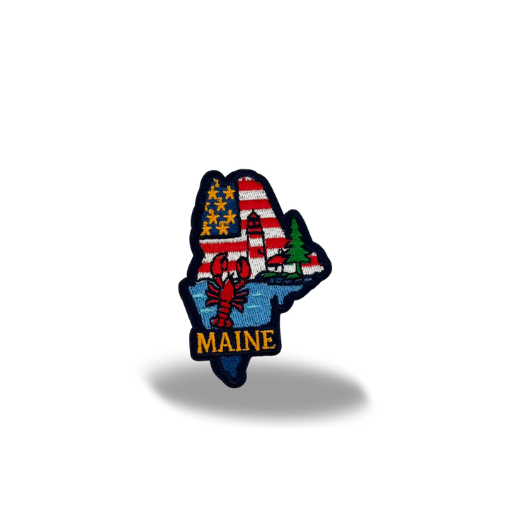 Maine Lobster Lighthouse Embroidered Patch Iron On State Souvenir Badge