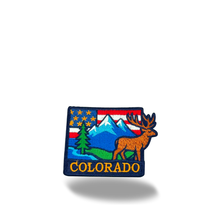 Colorado State Embroidered Patch with Mountain Elk Landscape Outdoor Travel Souvenir Patch