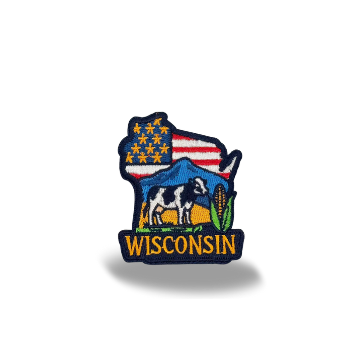 Wisconsin Dairy Cow Embroidered Patch Iron On State Souvenir Patch