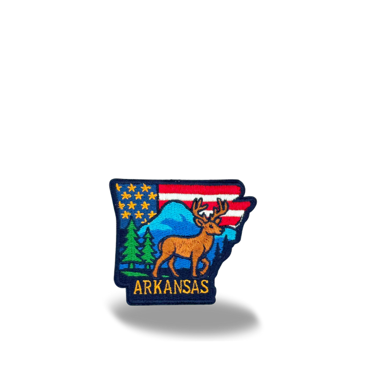 Arkansas State Embroidered Patch State Shape Deer Nature Souvenir Patch