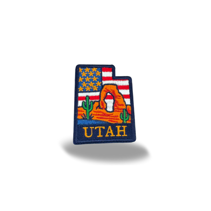 Utah Desert Arch Embroidered Patch, State Map Landscape Outdoor Travel Souvenir