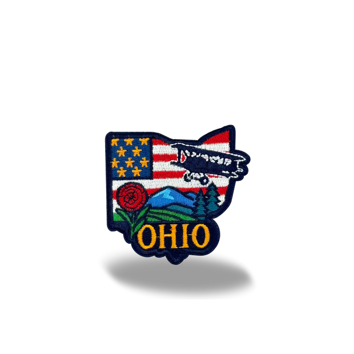 Ohio Aviation Embroidered Patch, Vintage Airplane State Travel Souvenir Patch