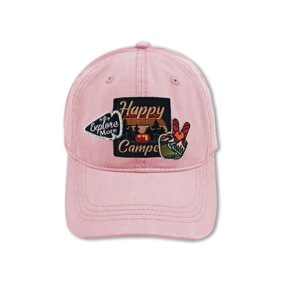 Happy Camper Embroidered Patch Baseball Cap