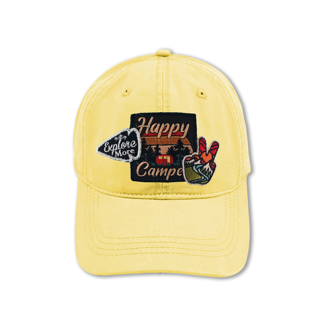 Happy Camper Embroidered Patch Baseball Cap