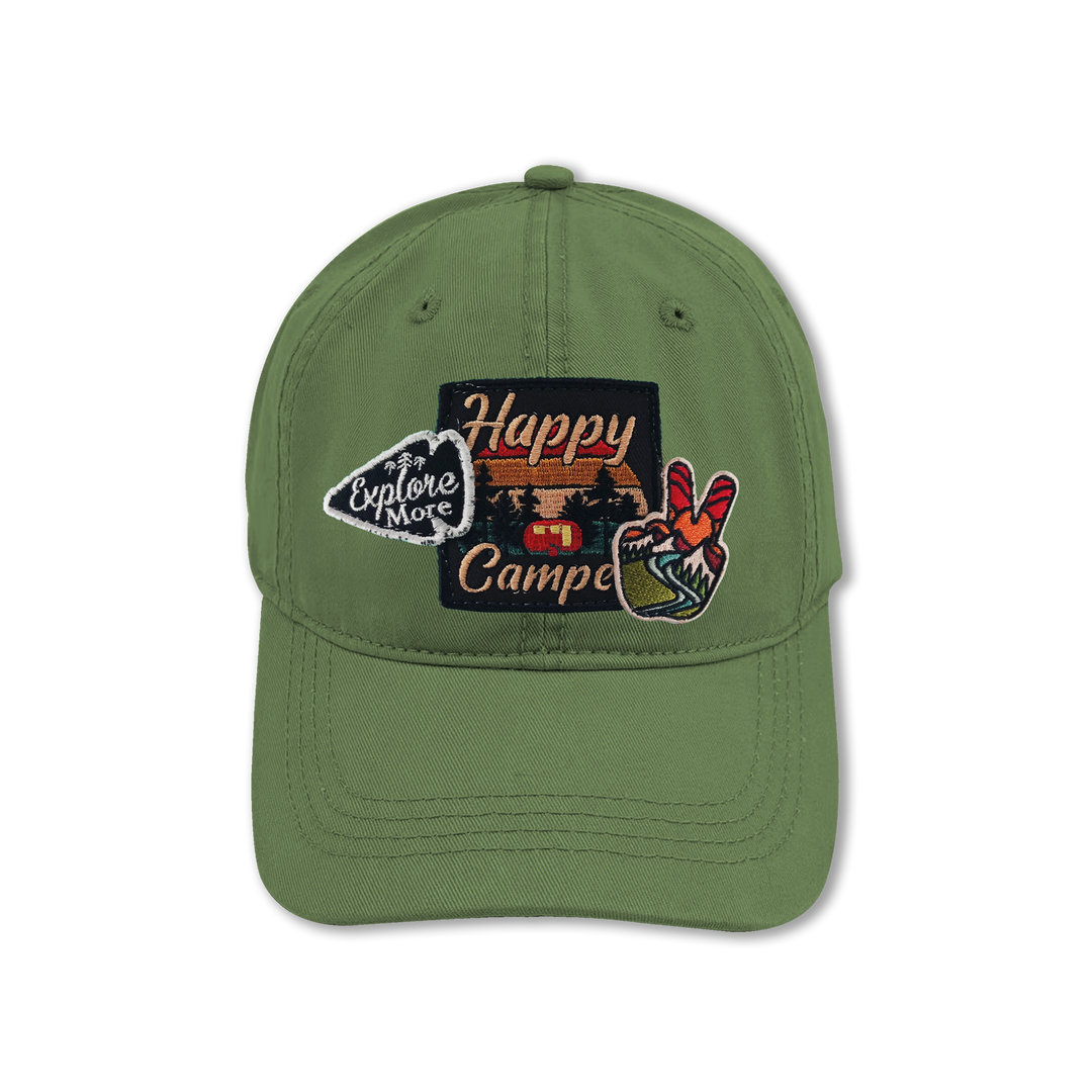 Happy Camper Embroidered Patch Baseball Cap