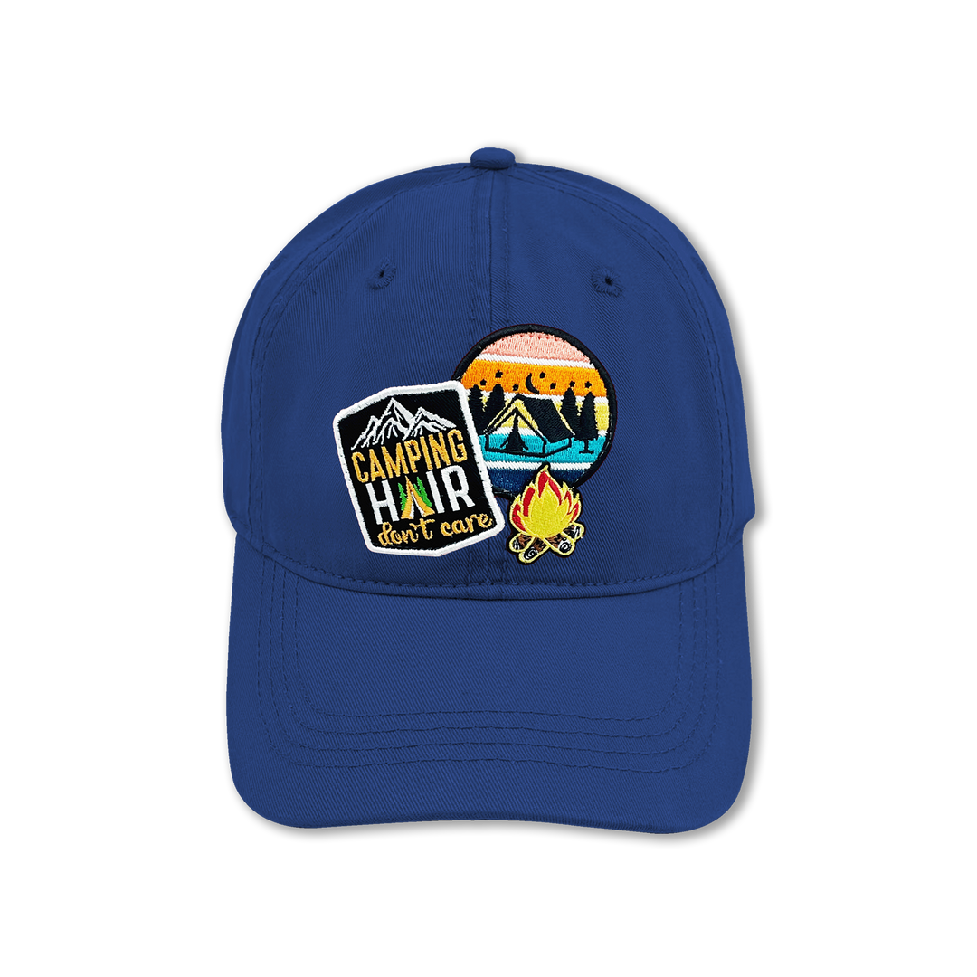 Camping Hair Don’t Care Embroidered Patch Baseball Cap