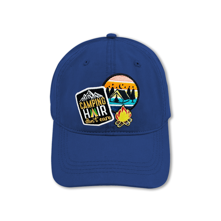 Camping Hair Don’t Care Embroidered Patch Baseball Cap