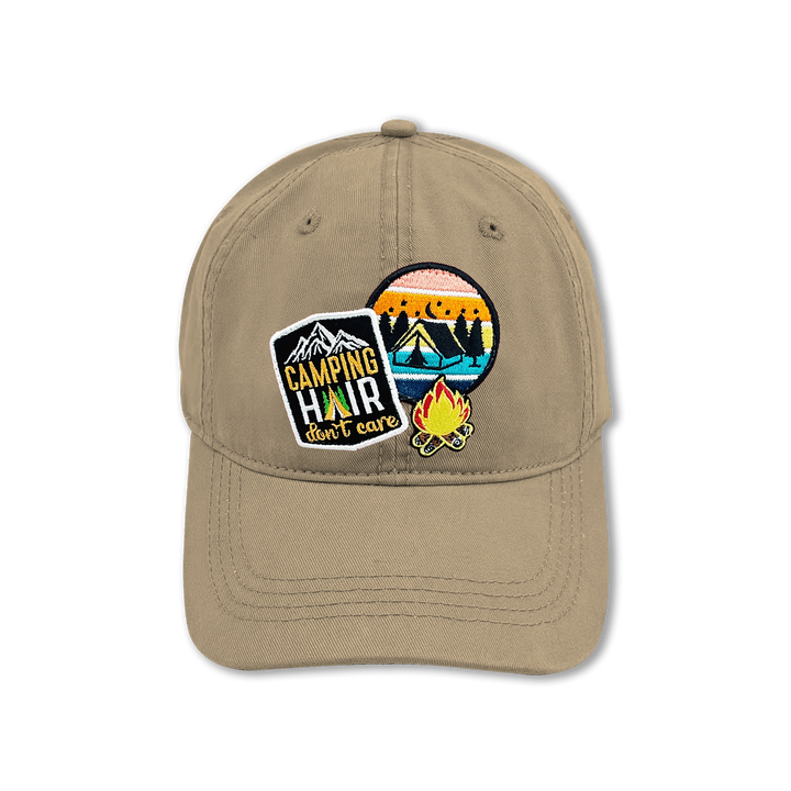 Camping Hair Don’t Care Embroidered Patch Baseball Cap