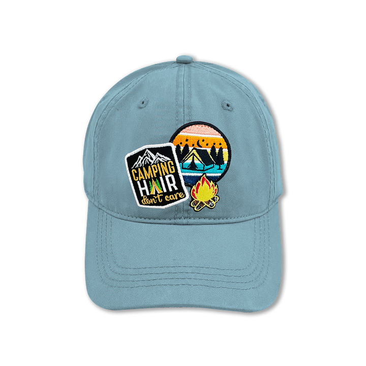 Camping Hair Don’t Care Embroidered Patch Baseball Cap