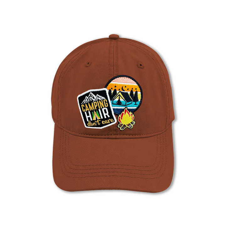 Camping Hair Don’t Care Embroidered Patch Baseball Cap