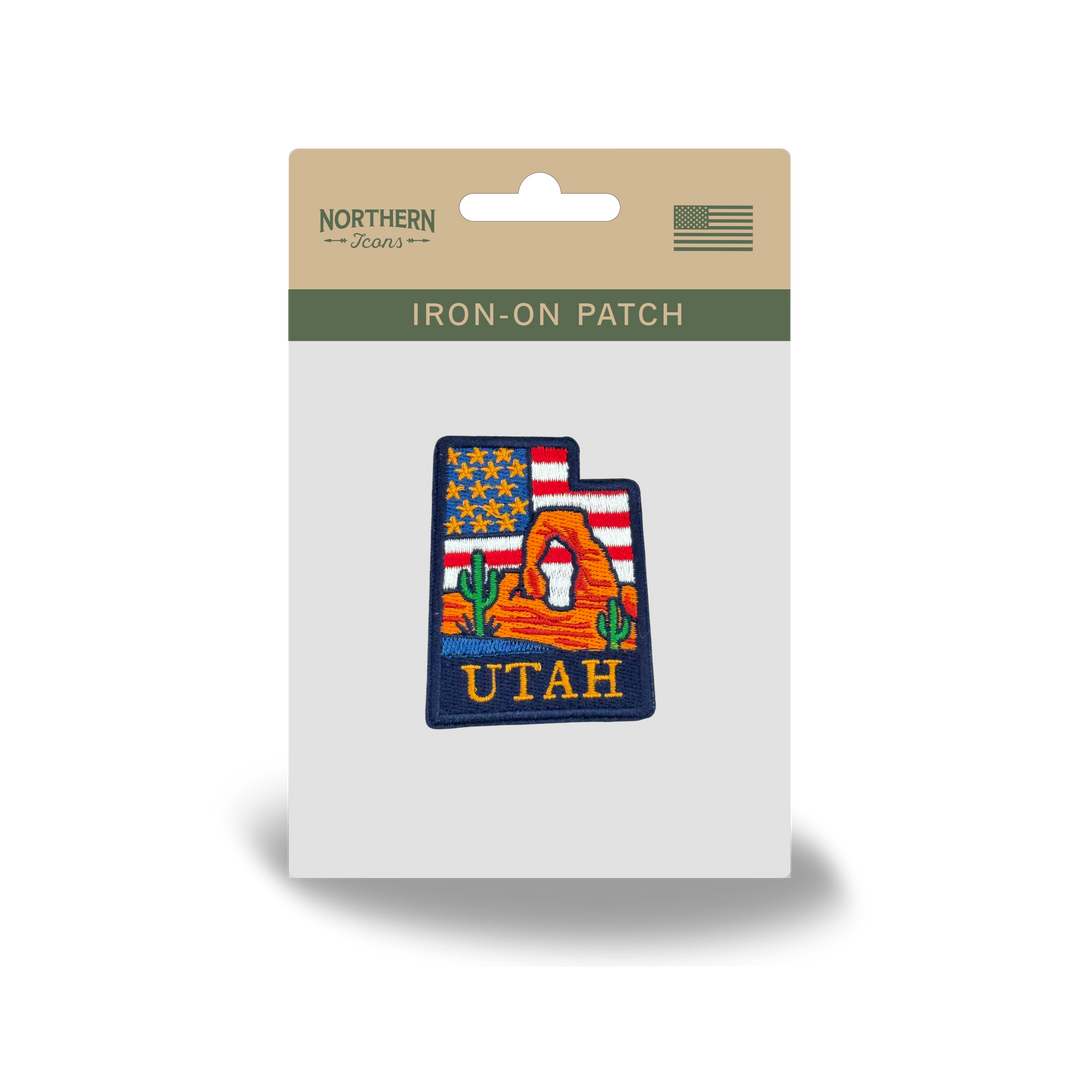 Utah Desert Arch Embroidered Patch, State Map Landscape Outdoor Travel Souvenir