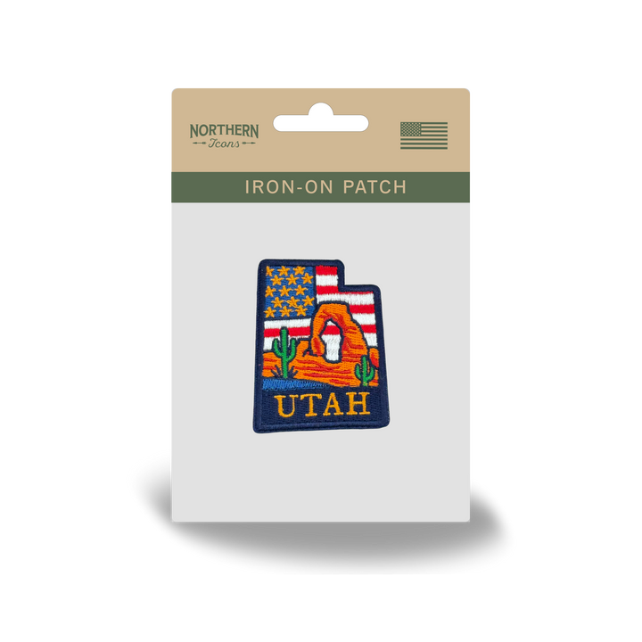 Utah Desert Arch Embroidered Patch, State Map Landscape Outdoor Travel Souvenir