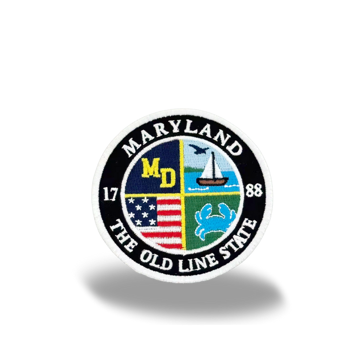 Maryland Old Line State Embroidered Patch Round State Heritage Sailboat Crab Patch