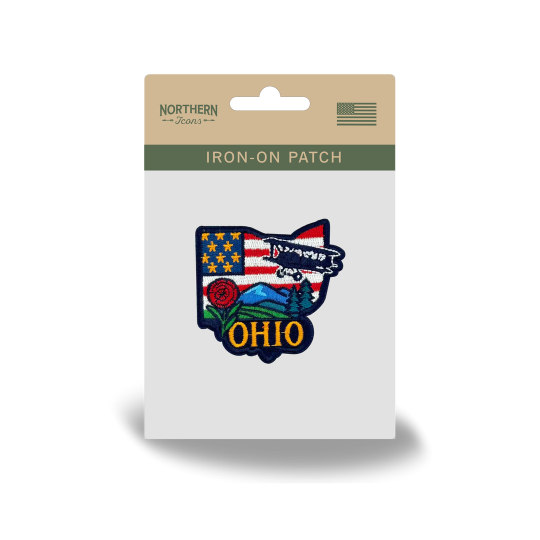 Ohio Aviation Embroidered Patch, Vintage Airplane State Travel Souvenir Patch