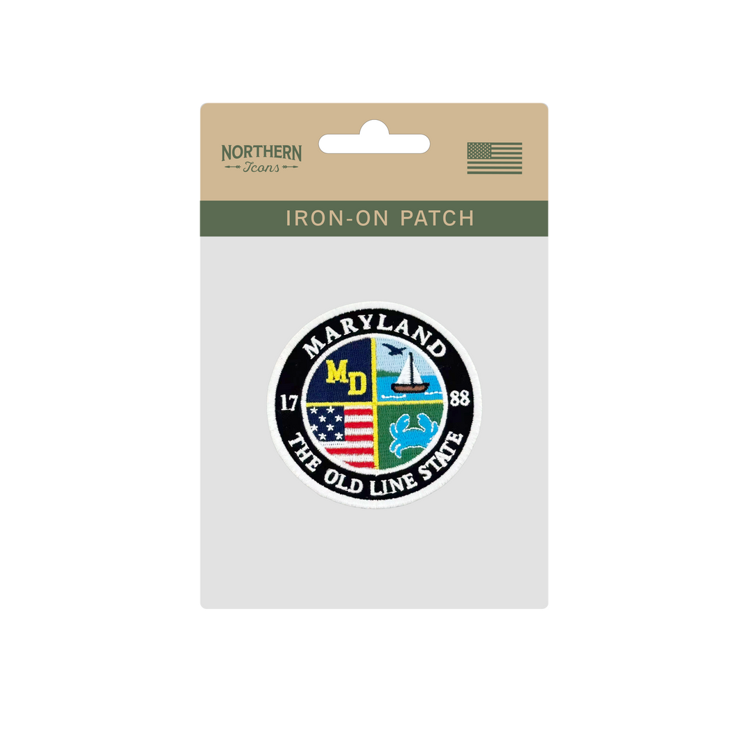 Maryland Old Line State Embroidered Patch Round State Heritage Sailboat Crab Patch