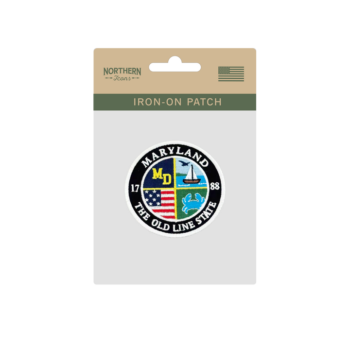 Maryland Old Line State Embroidered Patch Round State Heritage Sailboat Crab Patch