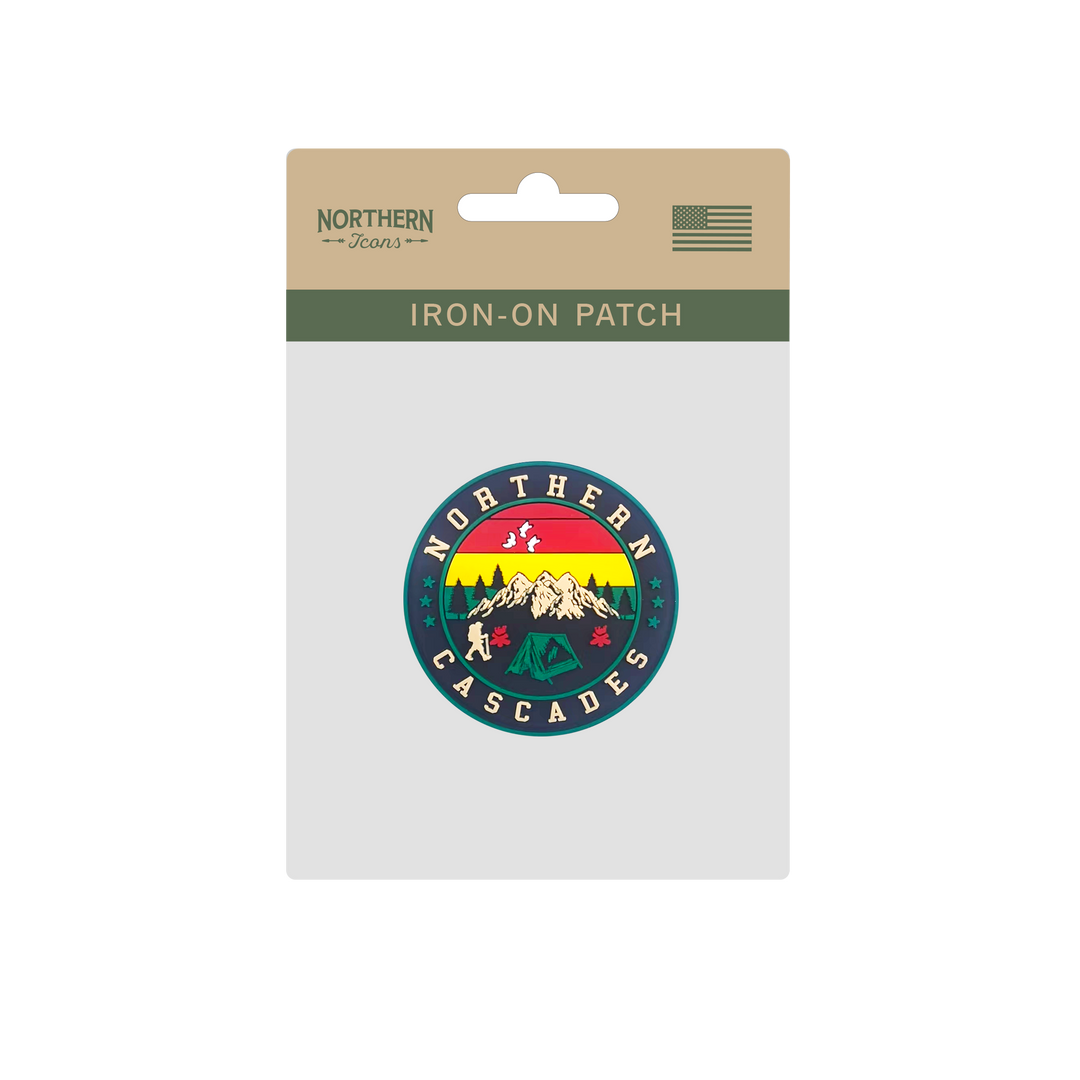 Northern Cascades Mountain Sunset Embroidered Iron-On Patch Outdoor Adventure Souvenir