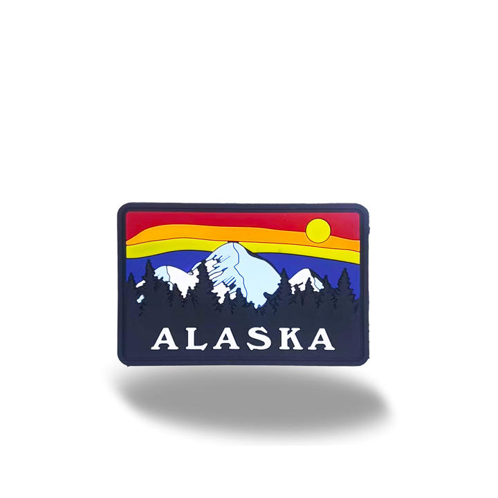 Alaska Mountain Sunset Scenic Embroidered Iron-On Patch Souvenir