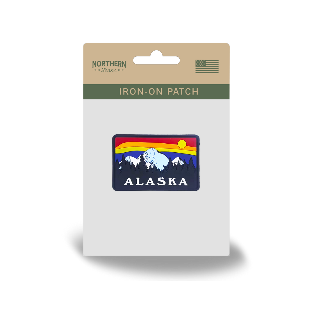 Alaska Mountain Sunset Scenic Embroidered Iron-On Patch Souvenir