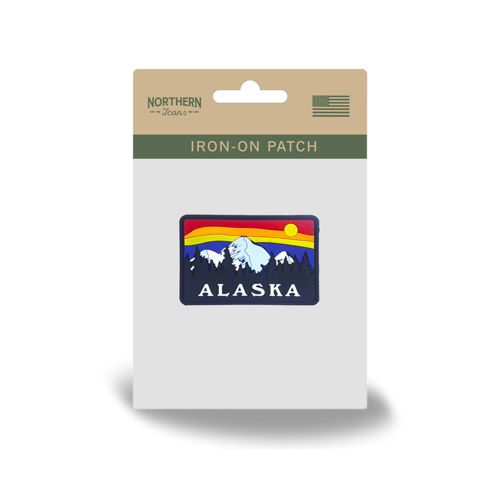 Alaska Mountain Sunset Scenic Embroidered Iron-On Patch Souvenir