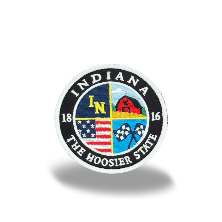 Indiana Hoosier State Embroidered Patch Vintage Round State Patch