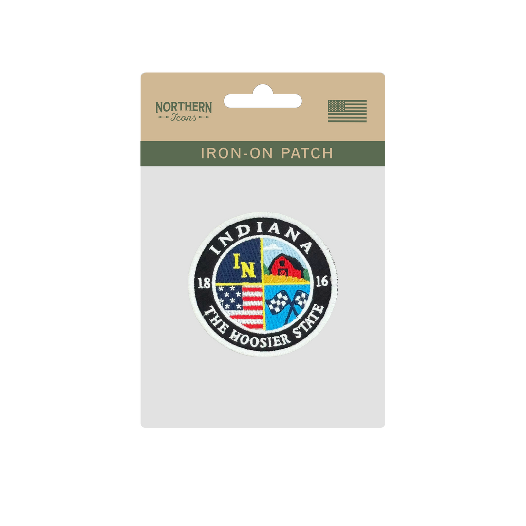 Indiana Hoosier State Embroidered Patch Vintage Round State Patch