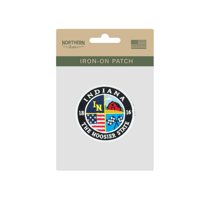 Indiana Hoosier State Embroidered Patch Vintage Round State Patch
