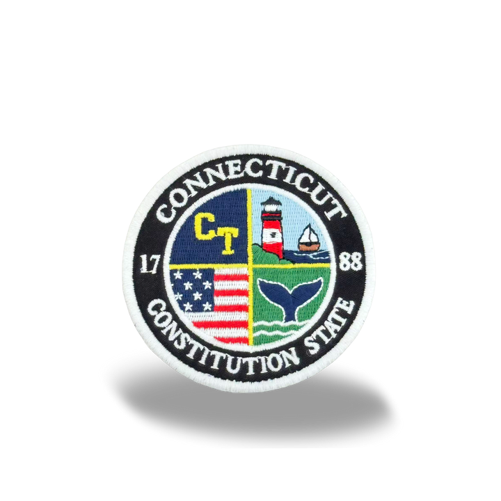 Connecticut Constitution State Embroidered Patch Lighthouse Whale Sailboat Travel Souvenir Badge