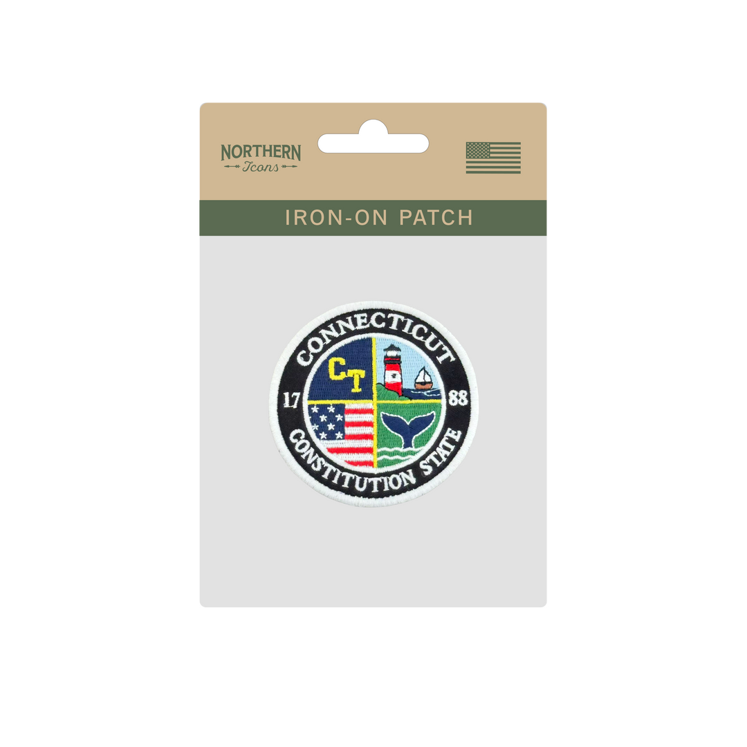 Connecticut Constitution State Embroidered Patch Lighthouse Whale Sailboat Travel Souvenir Badge
