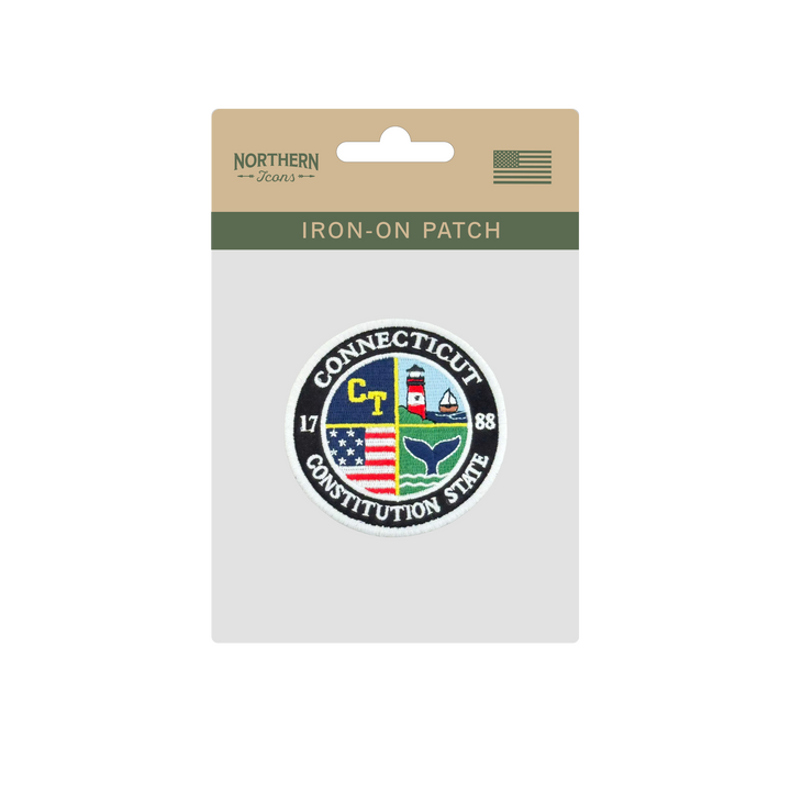 Connecticut Constitution State Embroidered Patch Lighthouse Whale Sailboat Travel Souvenir Badge