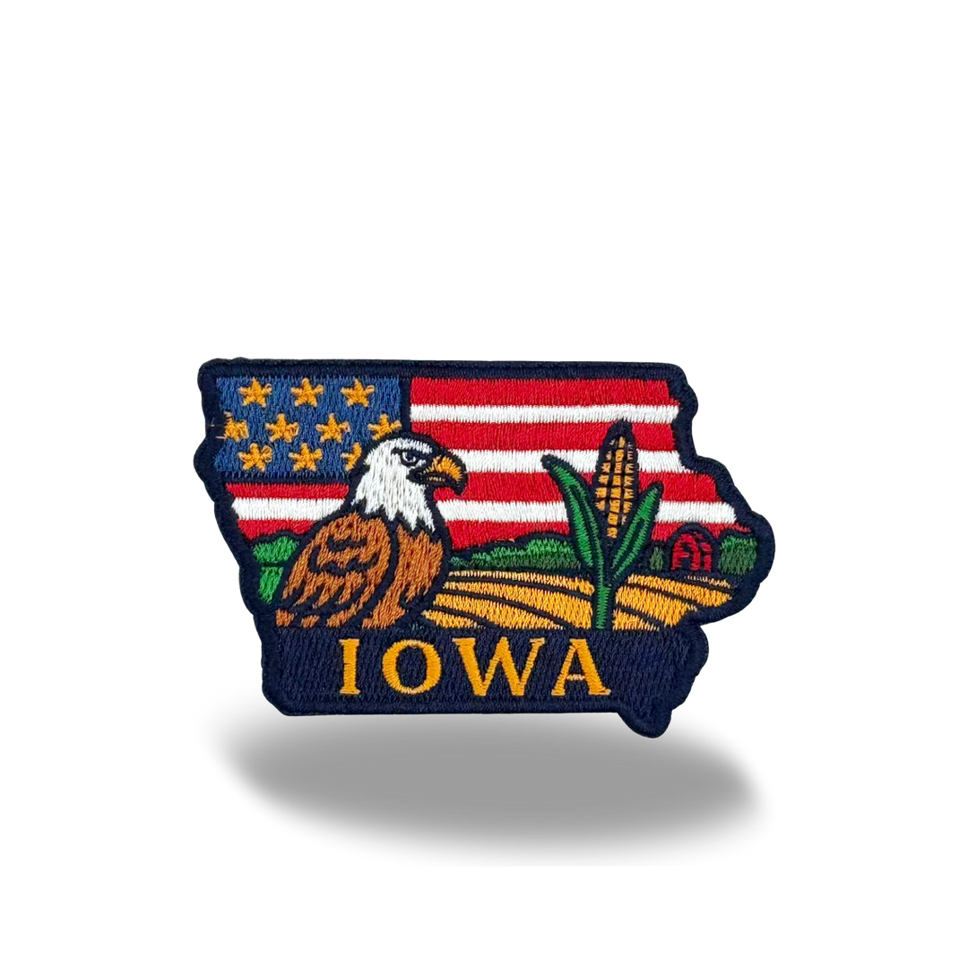 Iowa State Embroidered Patch State Shape Farm Corn Souvenir Badge