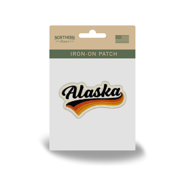 Alaska Vintage Script Embroidered Patch Retro Western State Travel Souvenir Iron-On Patch