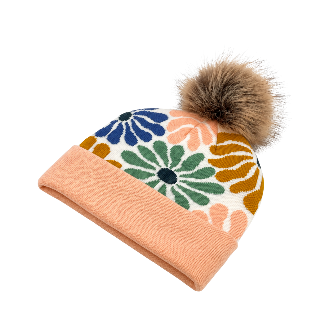 Best Mom Ever Floral Pom Knit Beanie | Heartfelt Mother’s Day Gift Hat