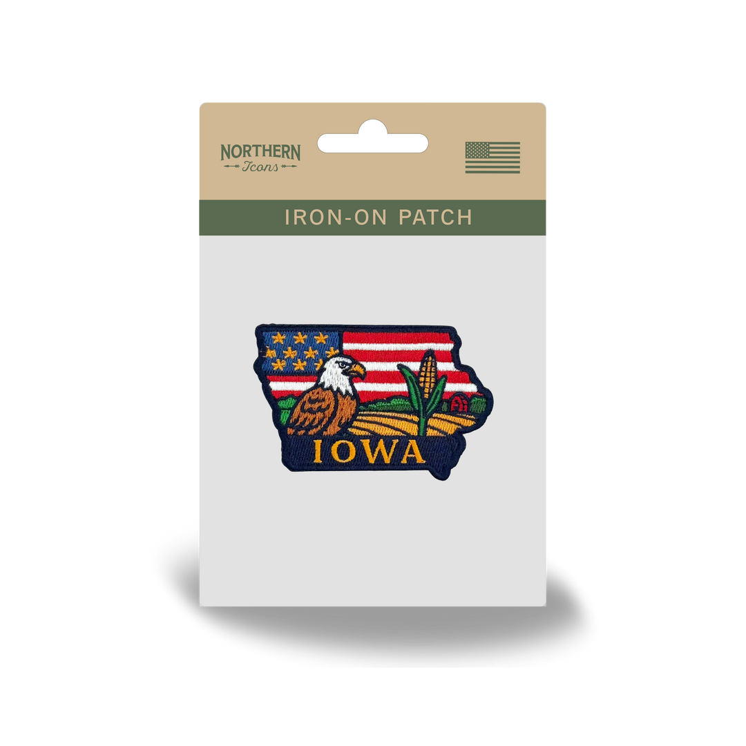 Iowa State Embroidered Patch State Shape Farm Corn Souvenir Badge