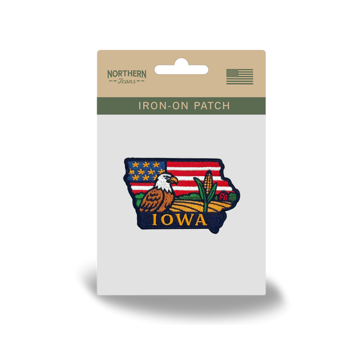 Iowa State Embroidered Patch State Shape Farm Corn Souvenir Badge