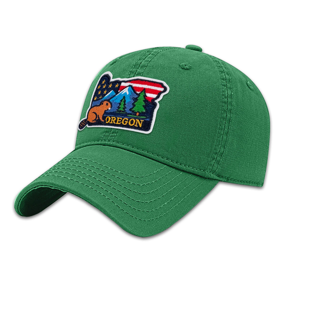 Oregon Beaver Embroidered Patch Baseball Cap – Oregon State Souvenir Hat with Mountain & Forest Design