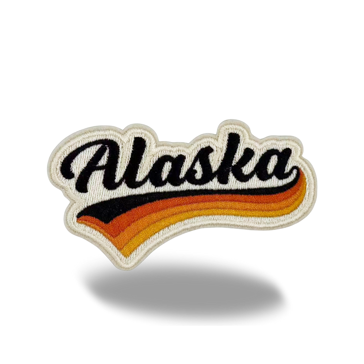 Alaska Vintage Script Embroidered Patch Retro Western State Travel Souvenir Iron-On Patch