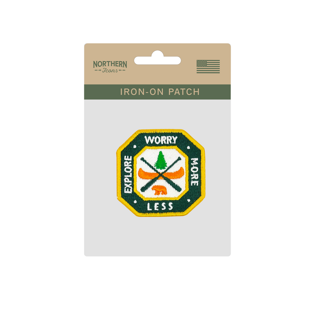 Explore More Worry Less Iron On Embroidery Patch