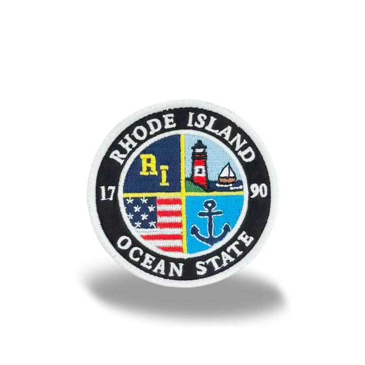 Rhode Island Ocean State Embroidered Iron-On Patch Coastal Travel Souvenir Patch