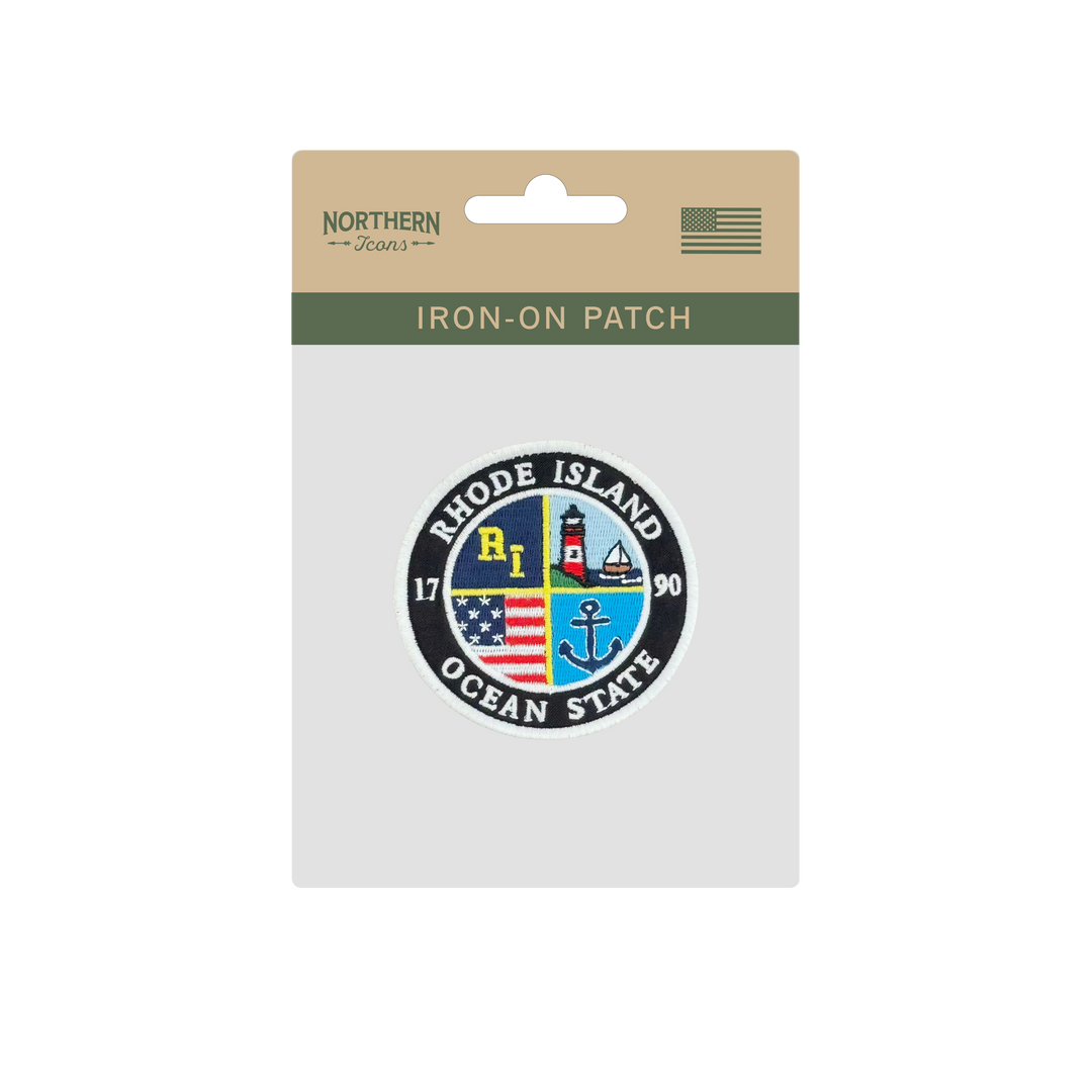 Rhode Island Ocean State Embroidered Iron-On Patch Coastal Travel Souvenir Patch