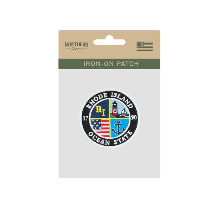 Rhode Island Ocean State Embroidered Iron-On Patch Coastal Travel Souvenir Patch
