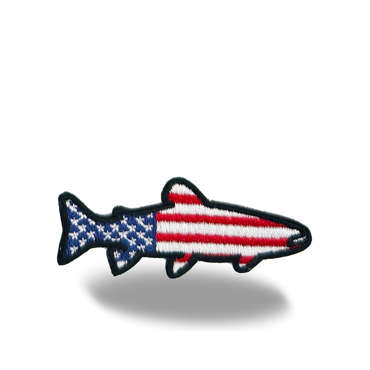 USA Patriotic Fish Iron On Embroidery Patch