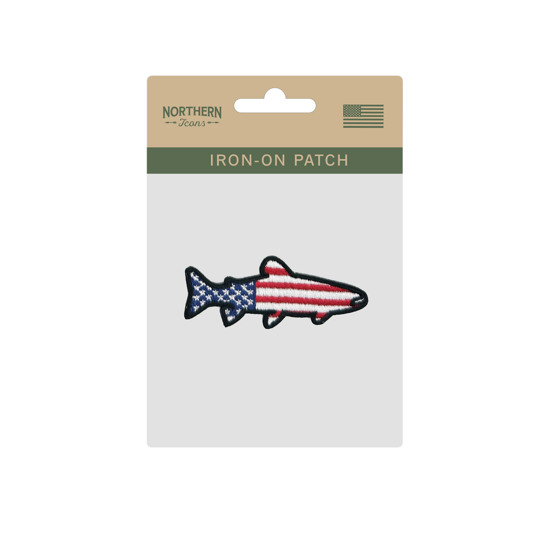 USA Patriotic Fish Iron On Embroidery Patch