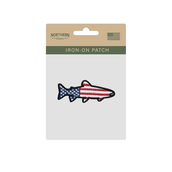USA Patriotic Fish Iron On Embroidery Patch