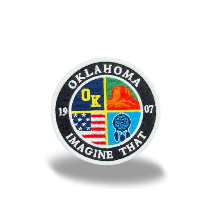 Oklahoma State Embroidered Iron-On Patch, Route 66 Style Travel Souvenir Patch