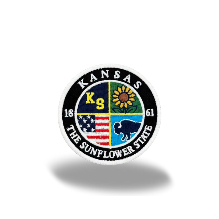Kansas Sunflower State Embroidered Patch Vintage USA Travel Patch Iron On