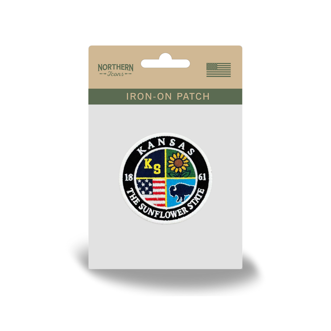 Kansas Sunflower State Embroidered Patch Vintage USA Travel Patch Iron On